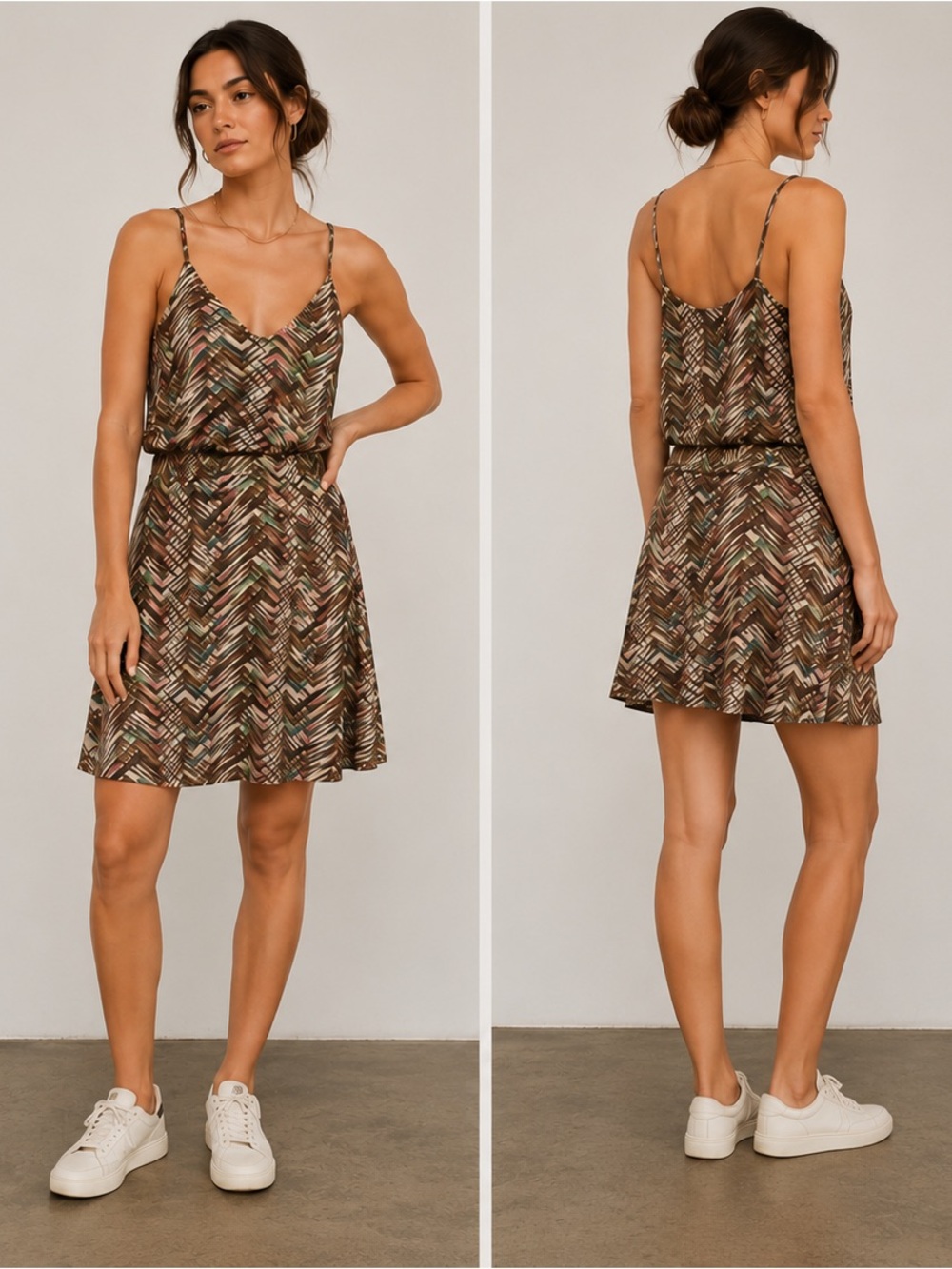 Viereck Artsy Chevron Blouson Dress | Adjustable Waist/Hip Fit Sundress